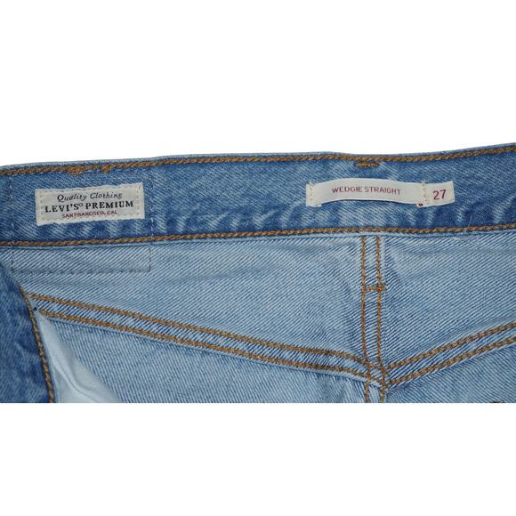 Levi’s Premium Wedgie Straight Jeans W27 L26 Distressed High Rise Button Fly - Picture 5 of 7